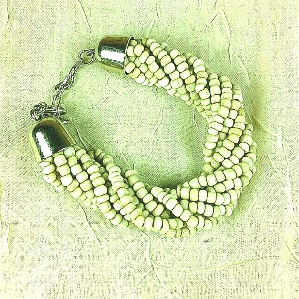 Bracelet Beige Tan seed bead multiple strand